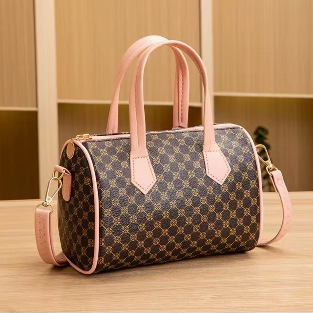 Elegant Brown and Pink Women's Handbag